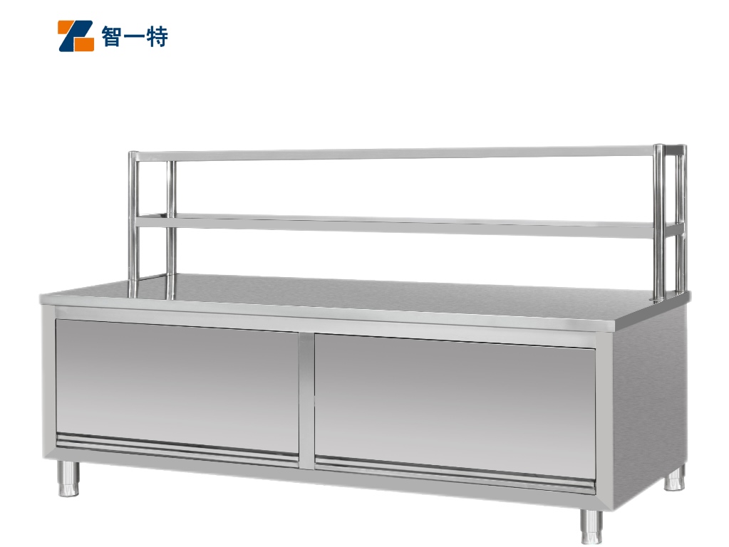 單通工作柜加臺面立架